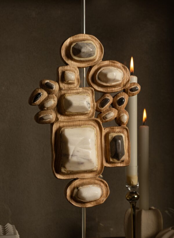 Aztec Handle with Natural Stones and Naked Wood