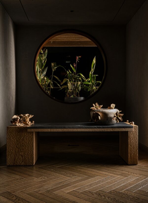 Bench with Naked Wood Flowers