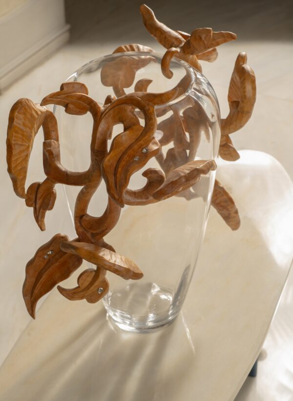 Ribbed Vase with Naked Wood Flowers