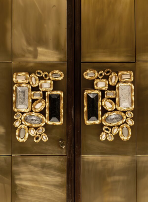Aztec Handle with Gold Leaf and Natural Stones